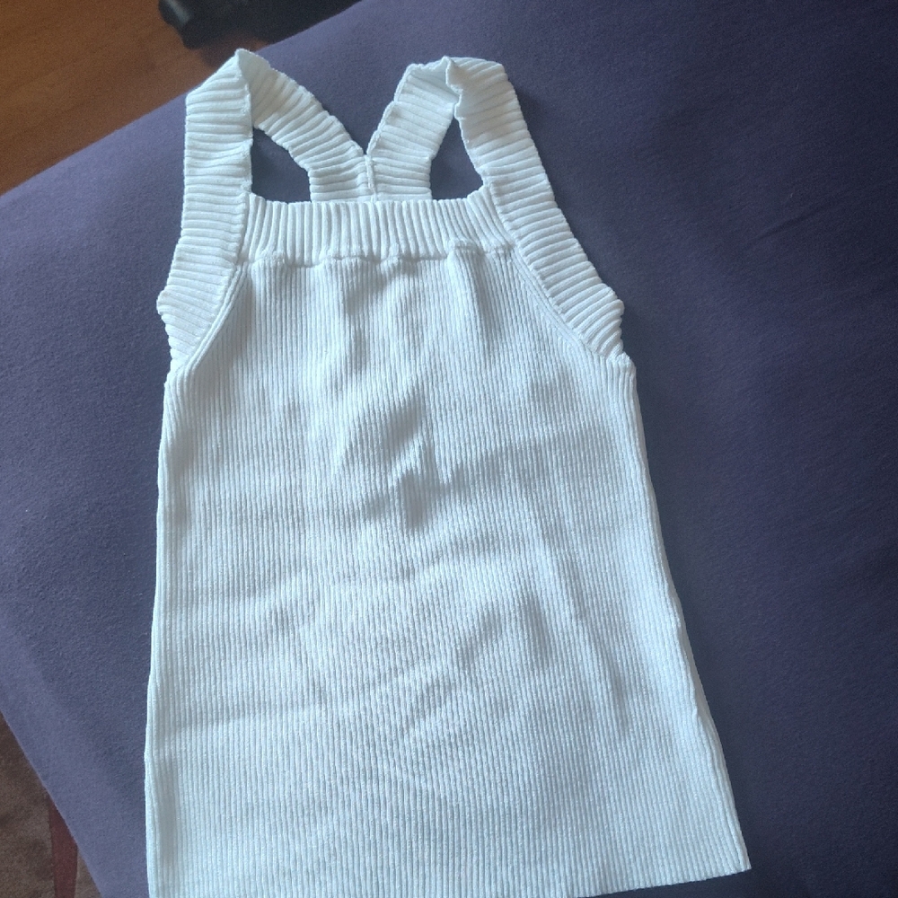 H&M Cream Ribbed Knit Top